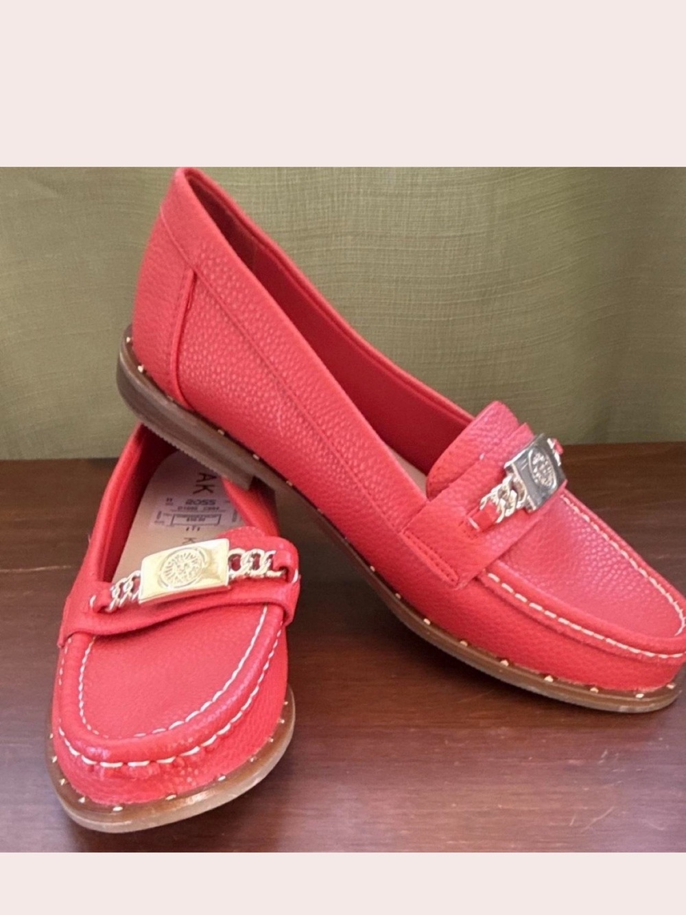 Anne Klein Silver Chain-Accent Loafers Sz 7 Brand New